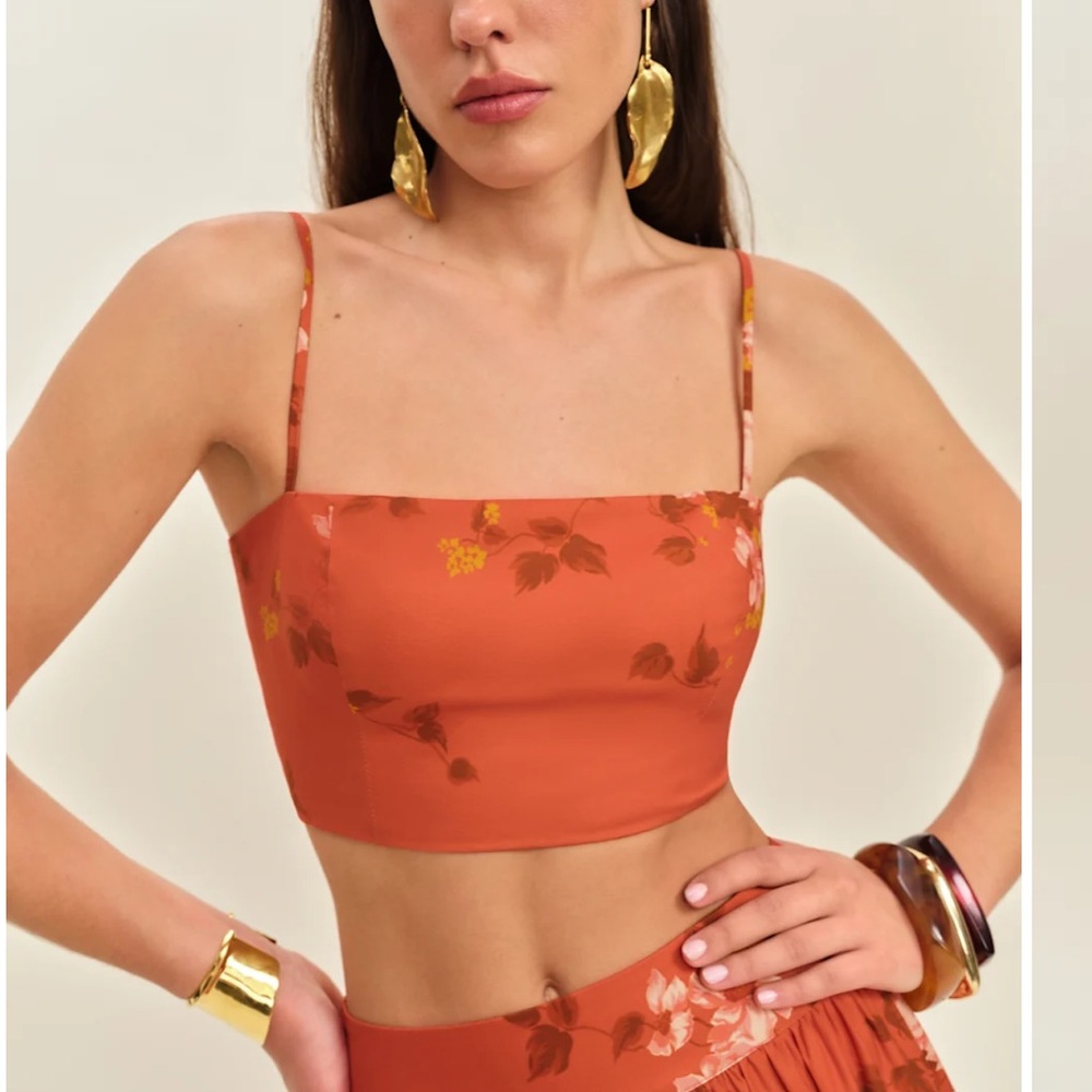 Reformation Amor Two Piece Orange - Size 8 - Picture 2 of 6